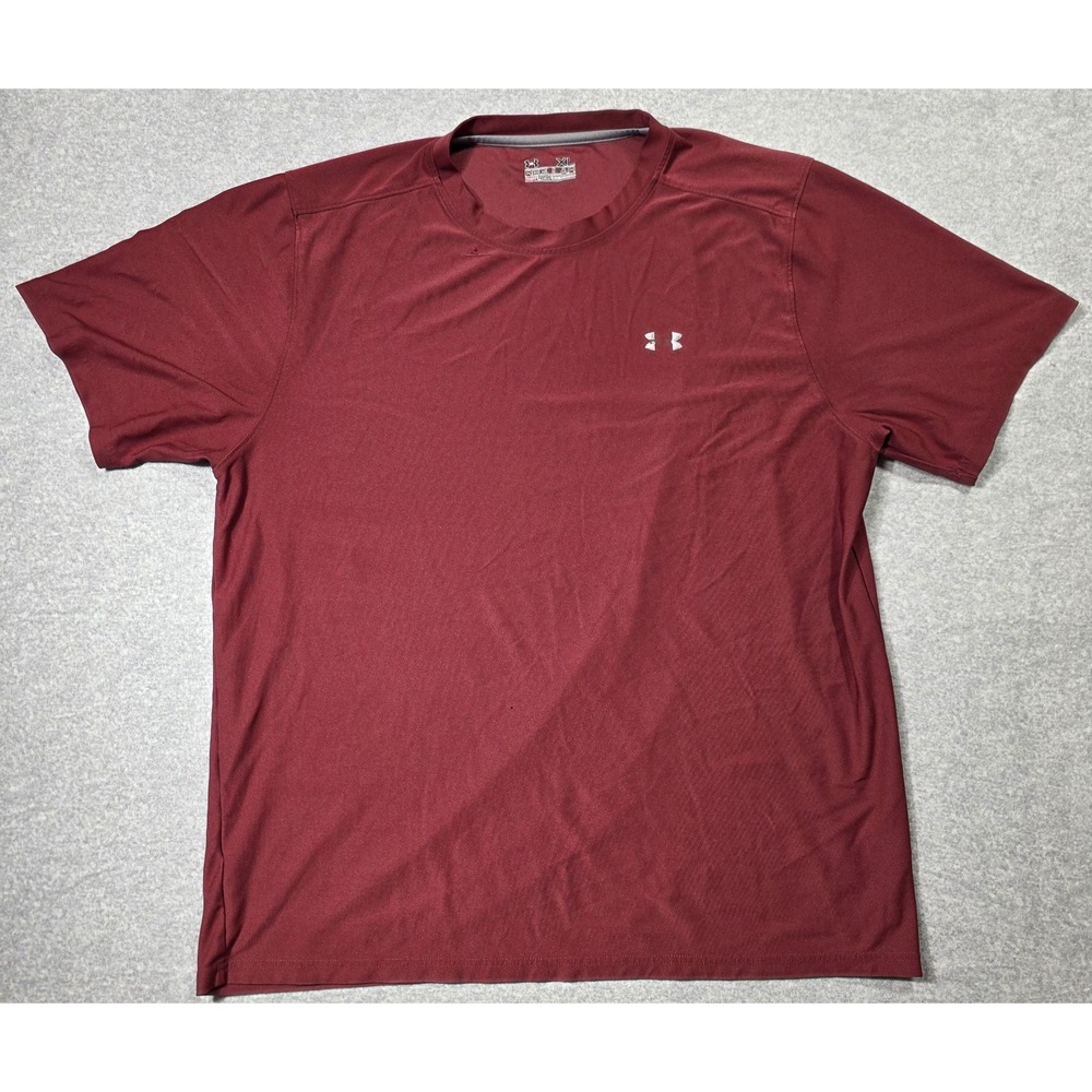 Under Armour HeatGear Shirt Mens XL Red Performance Athletic Raglan Tee Workout